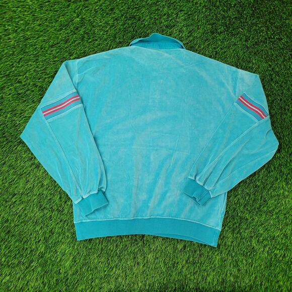 Vintage 90s MOD Velour Collared Sweater Womens M 21x24 Baggy - Picture 2 of 13